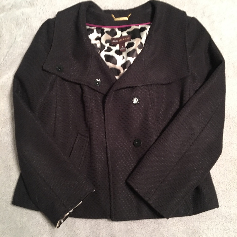 Dana Buchman Black Pebble Pea Coat